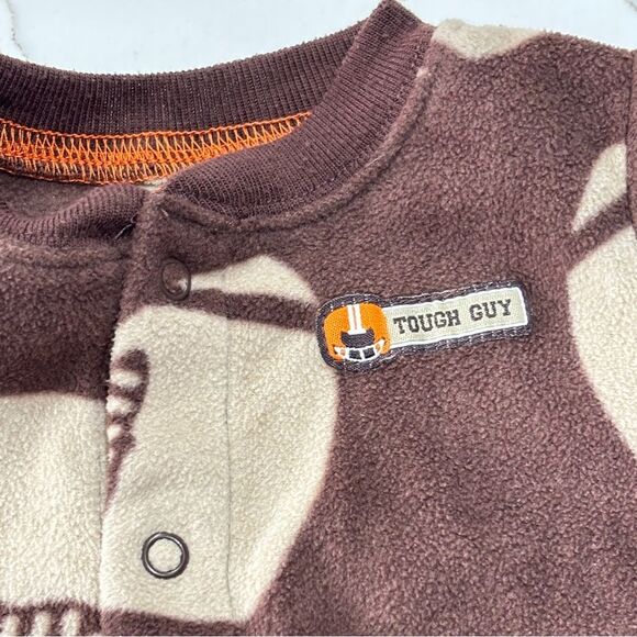 Carter’s | Boys Brown Football Baby Fleece Romper Sleeper 6M - Picture 6 of 12